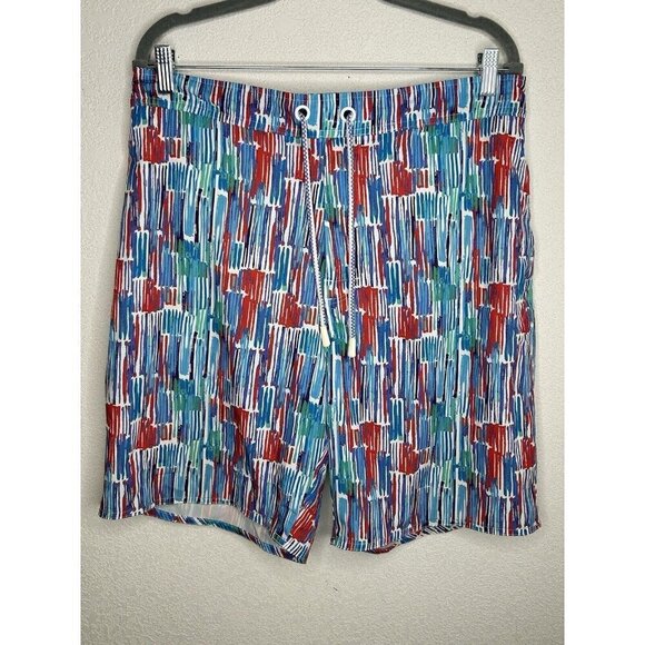 Johnnie-O Swim Trunks XL Amelia Laguna Blue Red Board Shorts Drawstring Beach - Picture 1 of 11
